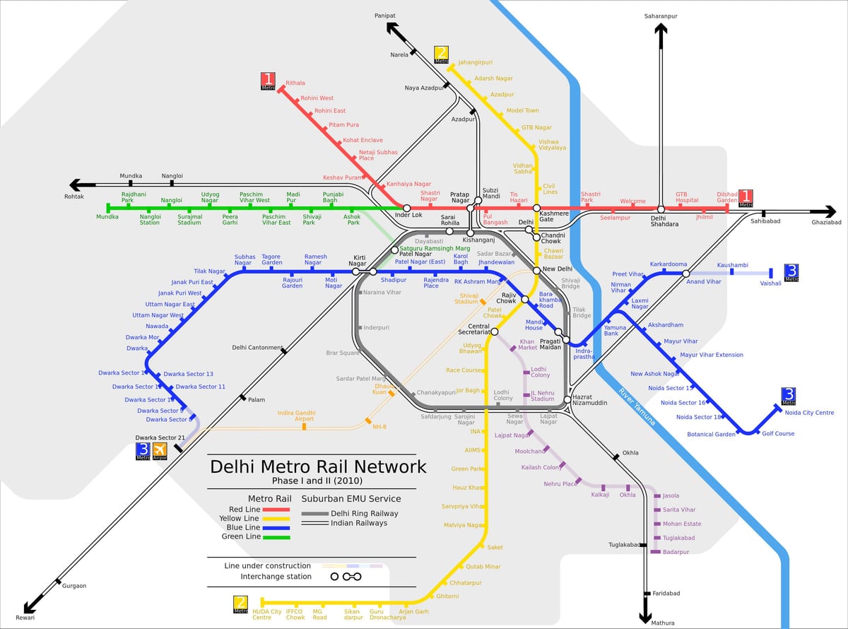 ニューデリーの交通地図