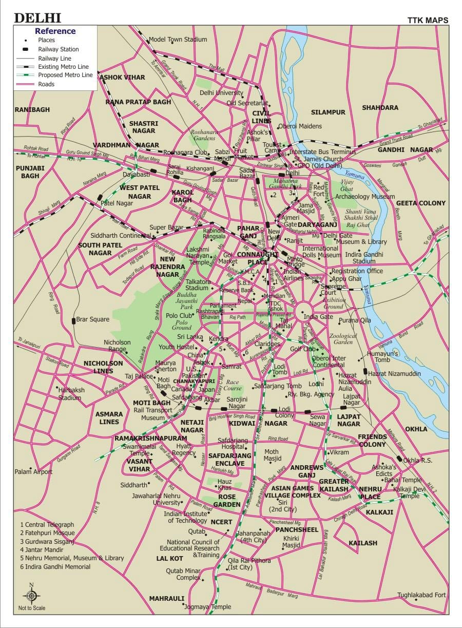 ニューデリーの道路地図