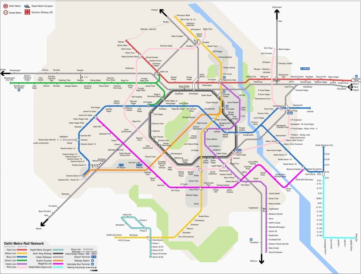 ニューデリーの鉄道駅マップ